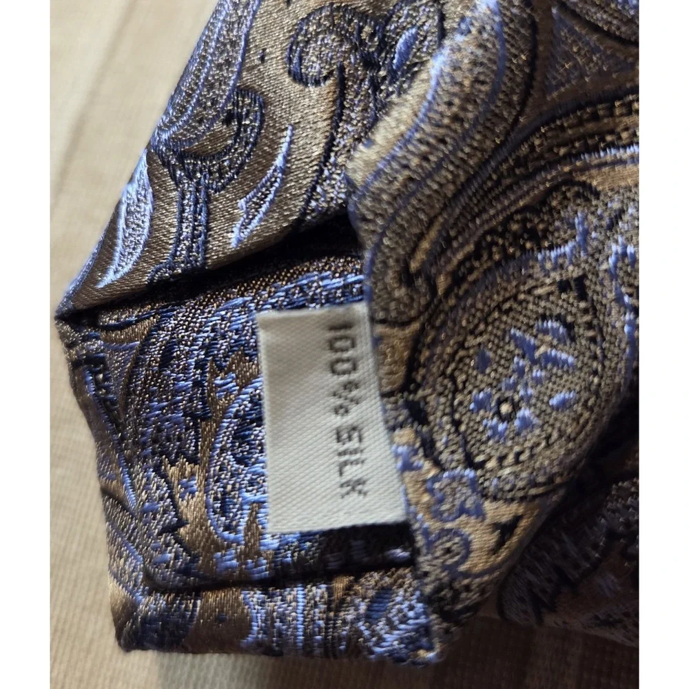 Birma Bibas Men's Necktie Blue/Gold Paisley Jacquard‎ 100% Silk